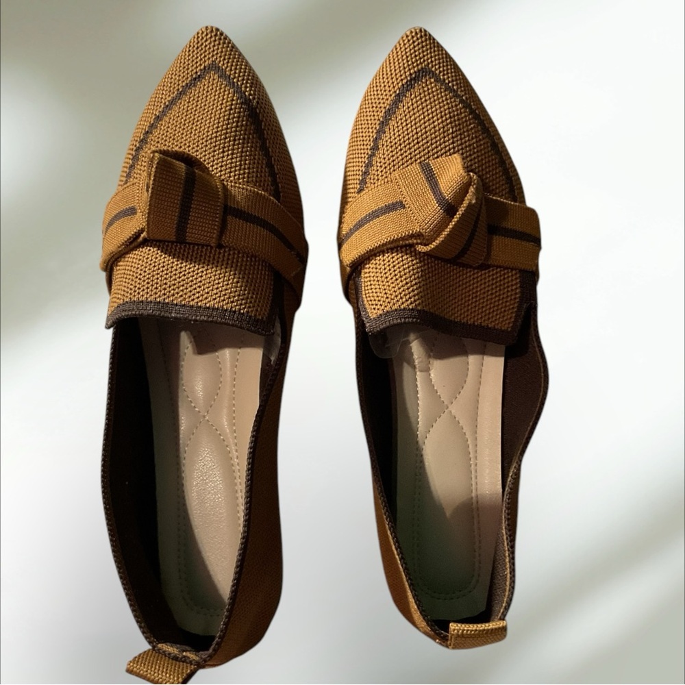 DHgate Women’s Brown Pointed Mesh Toe, Butterfly Knotted